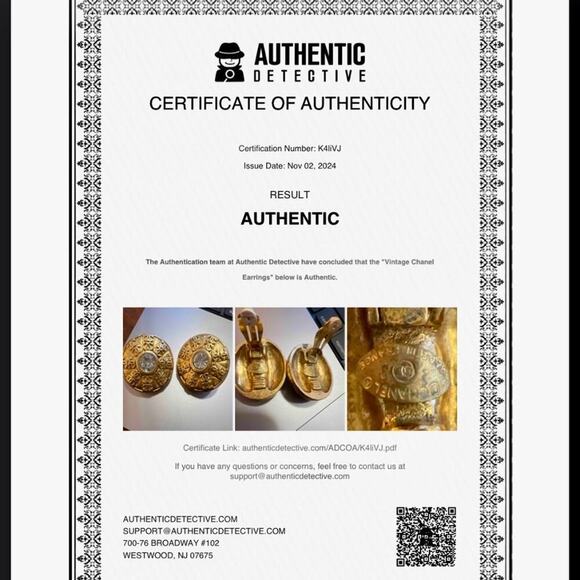 CHANEL Vintage 1988 CC Logos Button Motif Bijou Stone Earrings Clip-On 23 - Picture 7 of 7